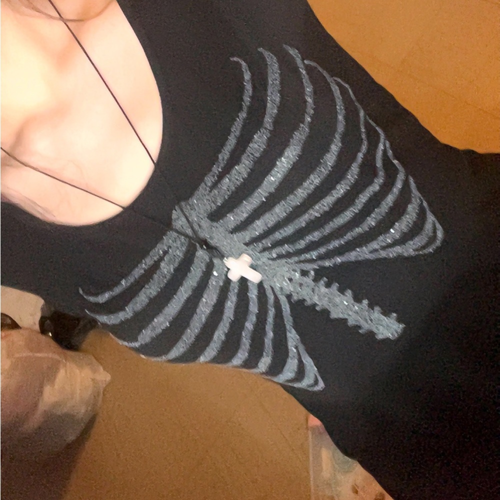 Black Skeleton Ribcage Graphic dress